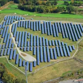 A field of solar panels seen from the air
