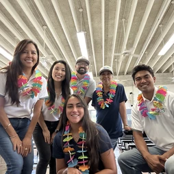 people wearing leis
